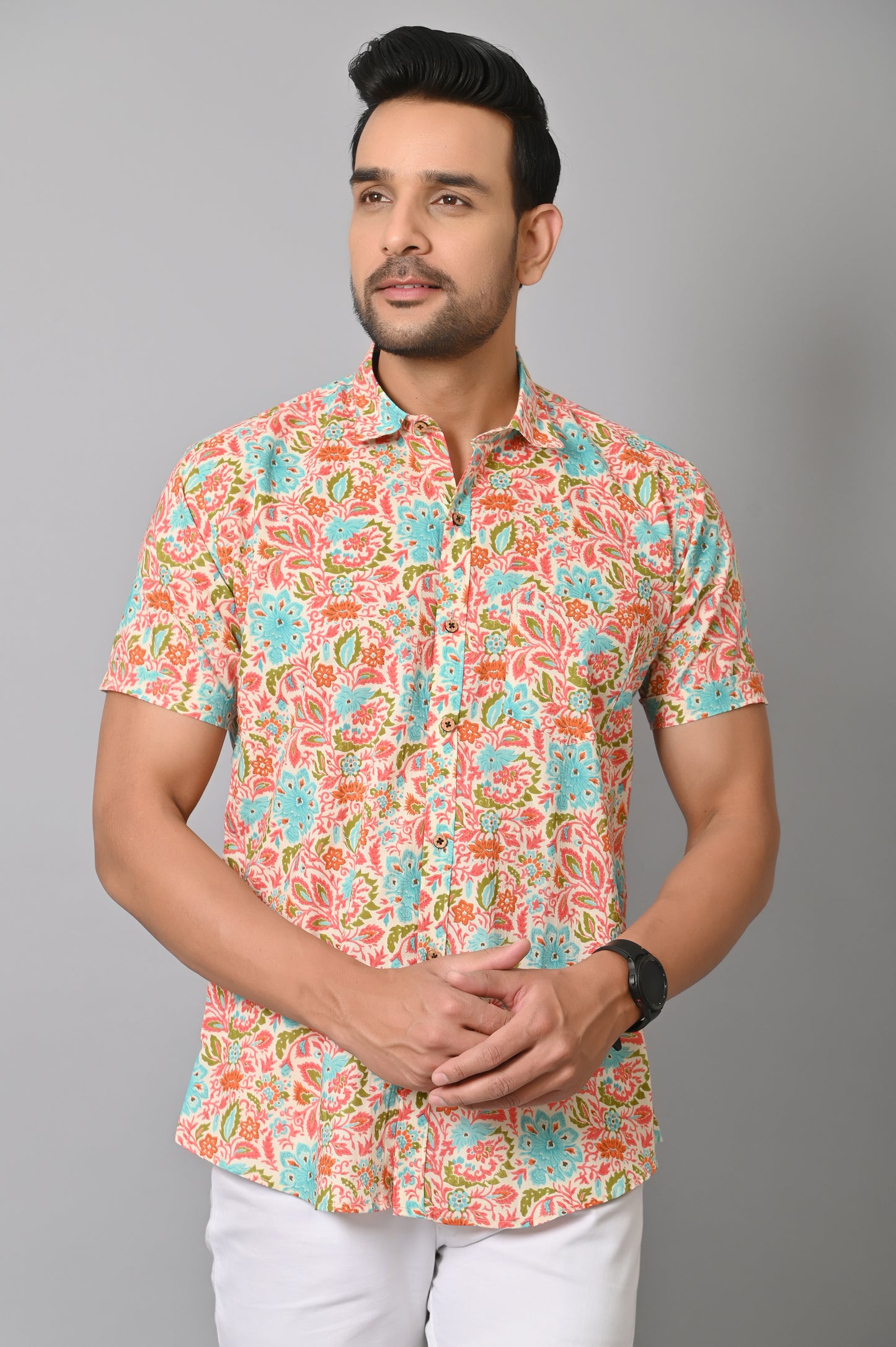VJR Flower Stamped On Colorful Rhombus Premium Shirt