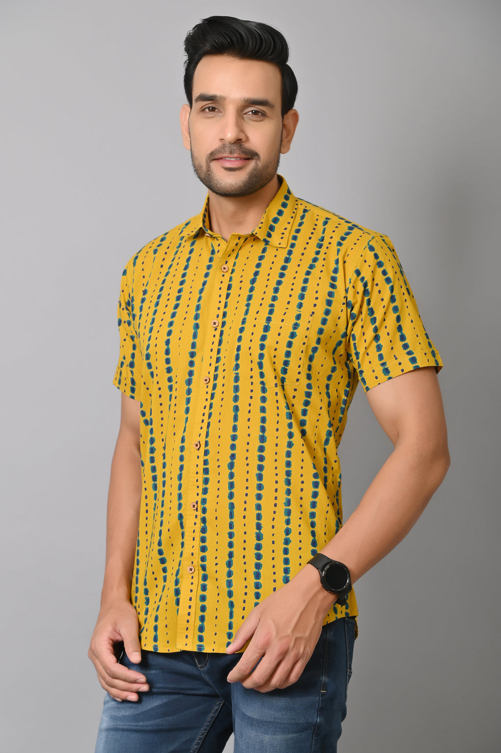 VJR Yellow Shibori Print Voguish Premium Shirt