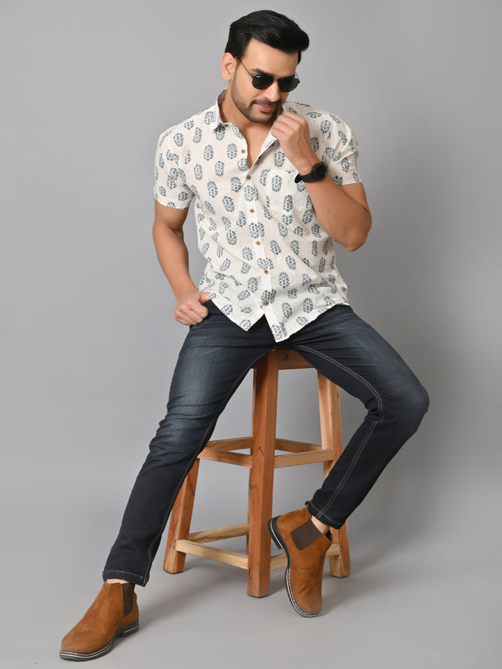 VJR Evergreen Sanganeri Printed Shirt