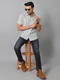 VJR Corporate Evergreen Gray Stripe Half Printed Shirt