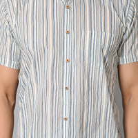 VJR Corporate Evergreen Gray Stripe Half Printed Shirt