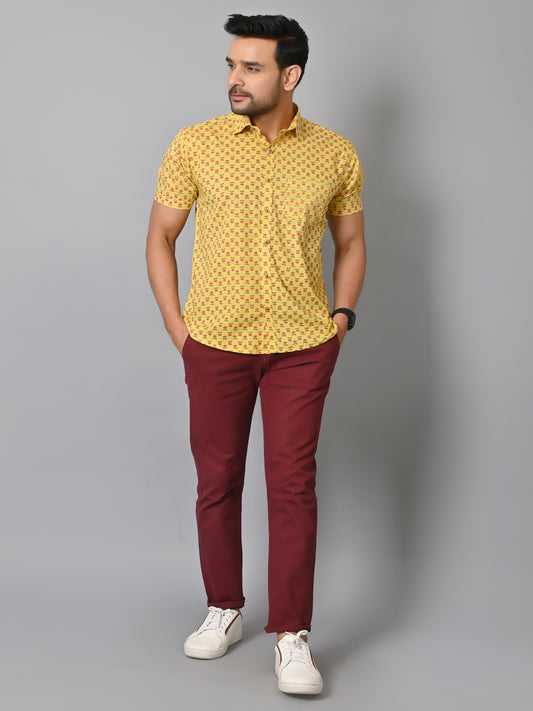 VJR Yellow Jaipuri Printed Stylish Shirt