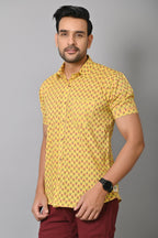 VJR Yellow Jaipuri Printed Stylish Shirt