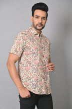 VJR Lotus Patterned On Off White Base Stylish Premium Shirt
