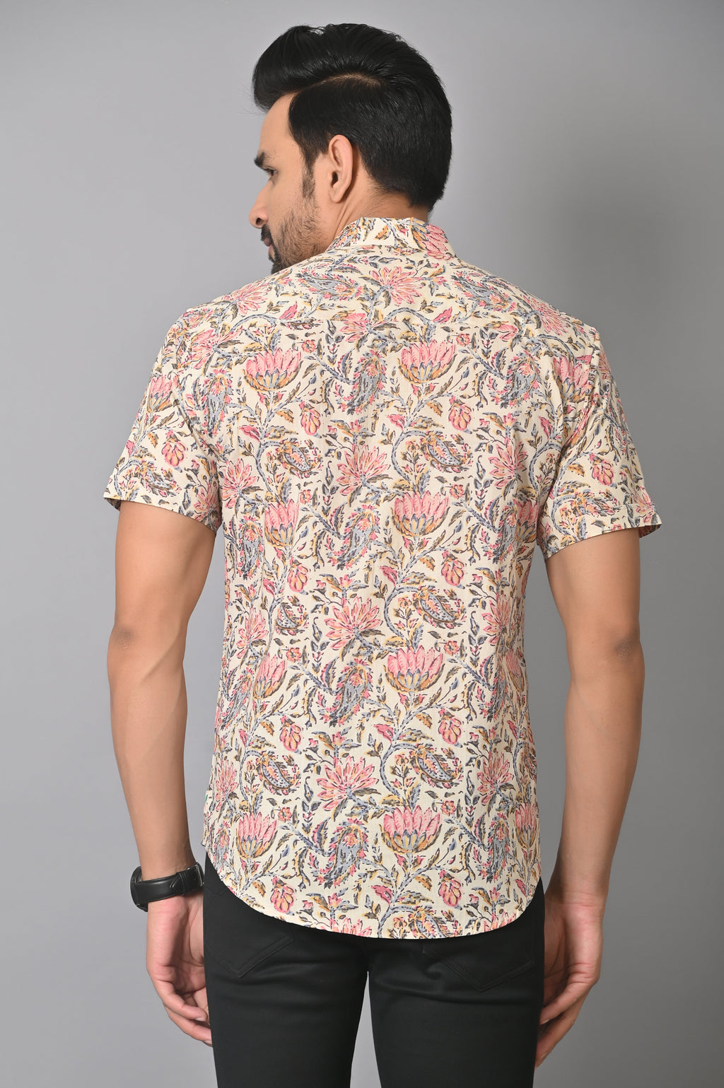 VJR Lotus Patterned On Off White Base Stylish Premium Shirt