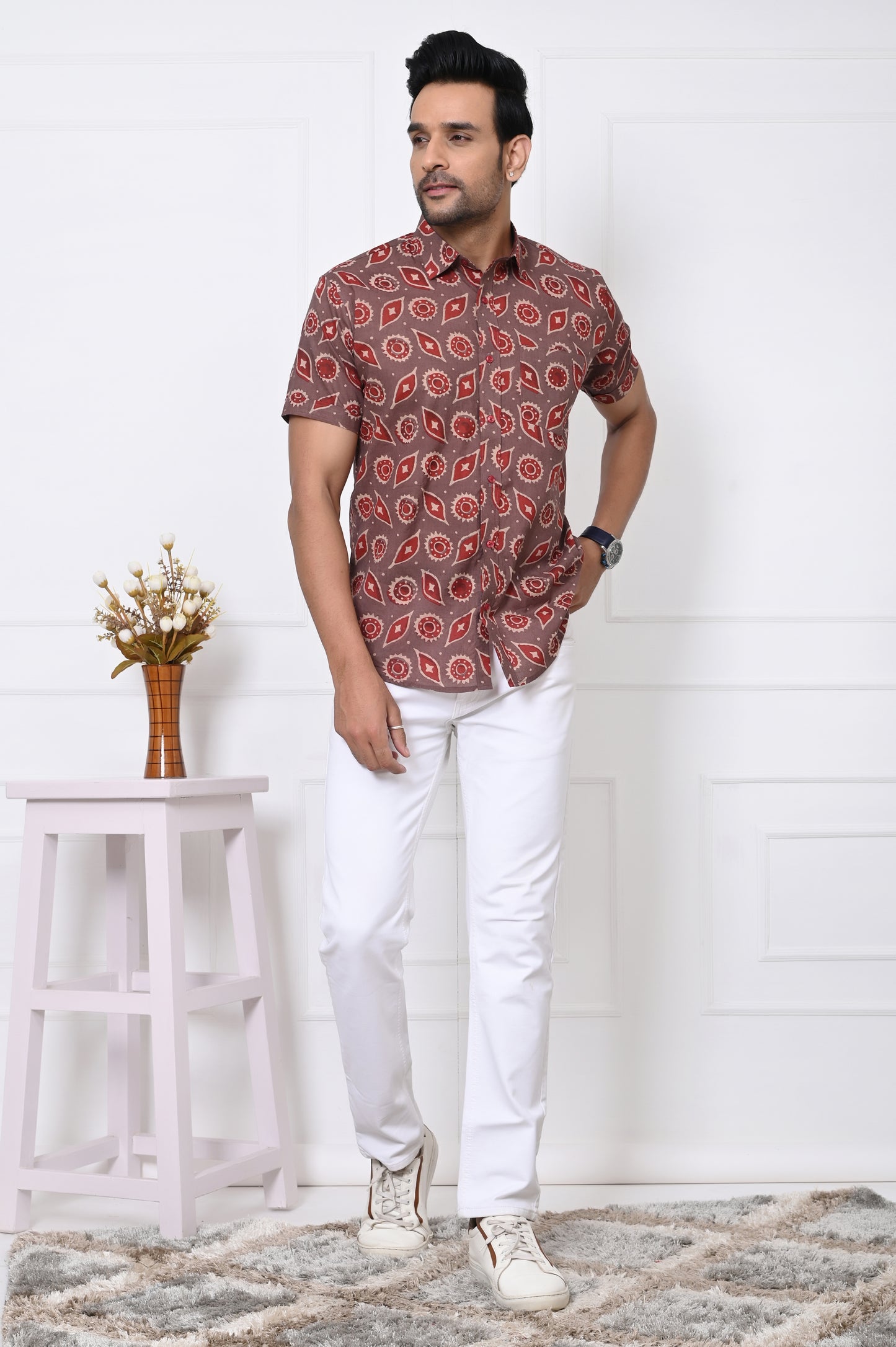 Sunburst Elegance Half Sleeves Shirt