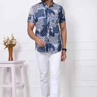 Cerulean Harmony Half Sleeves Shirt