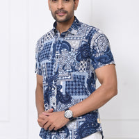 Cerulean Harmony Half Sleeves Shirt