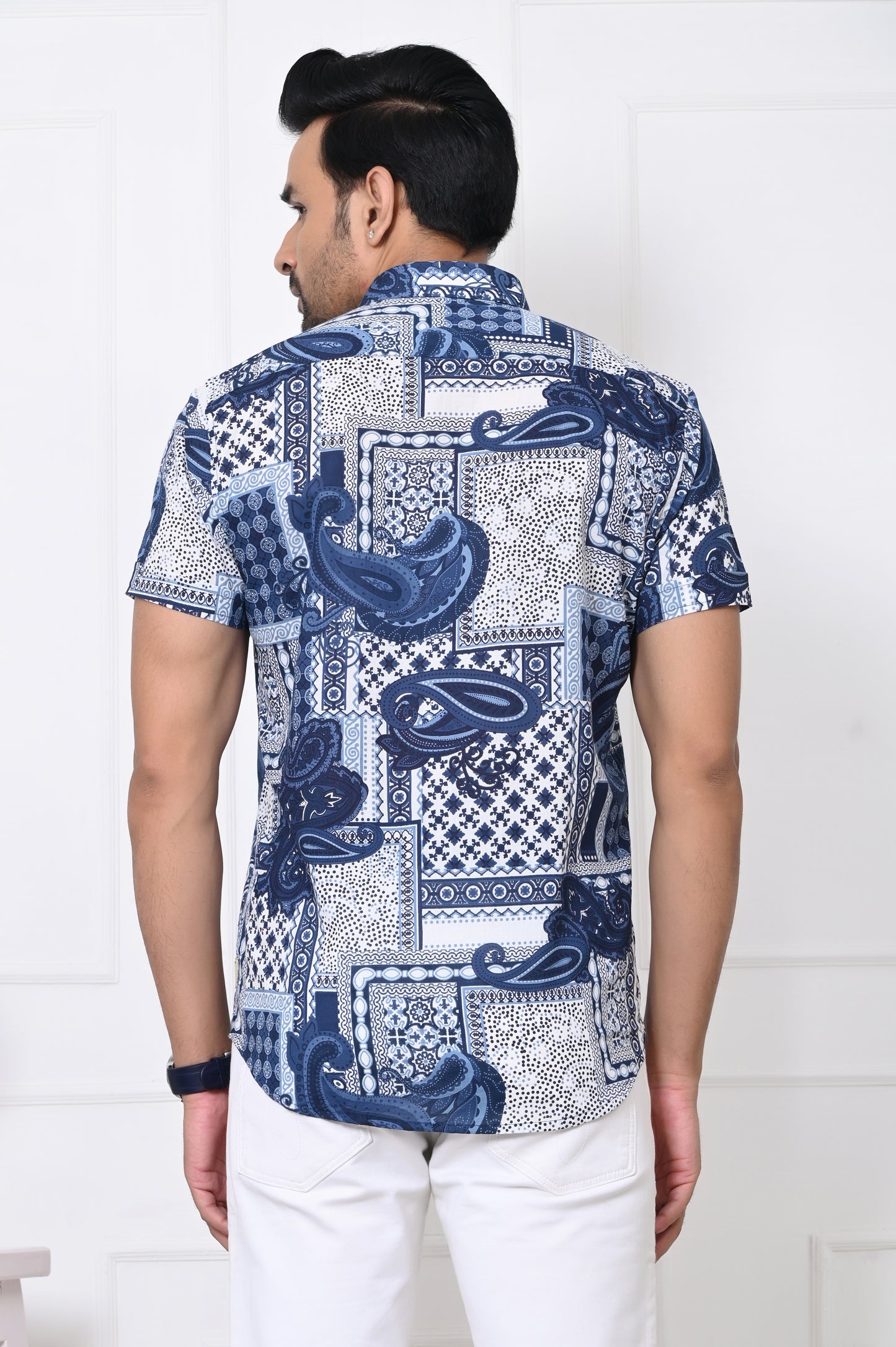 Cerulean Harmony Half Sleeves Shirt