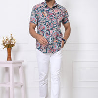 Colorful Cascade Paisley Half Sleeves Shirt