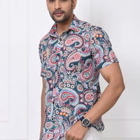 Colorful Cascade Paisley Half Sleeves Shirt