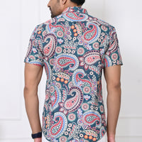 Colorful Cascade Paisley Half Sleeves Shirt