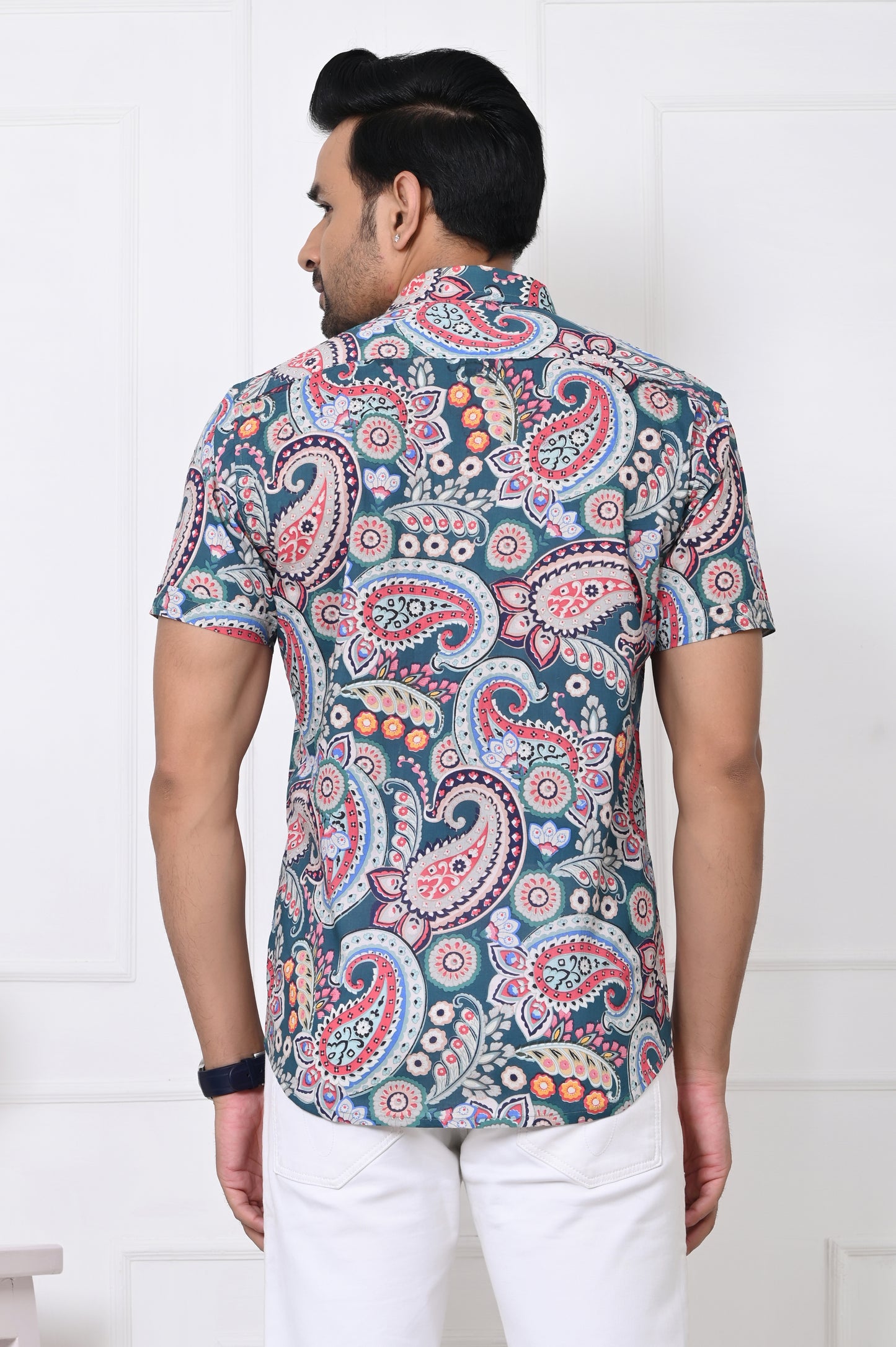 Colorful Cascade Paisley Half Sleeves Shirt