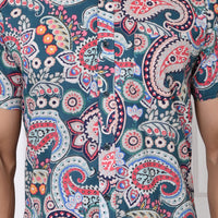 Colorful Cascade Paisley Half Sleeves Shirt