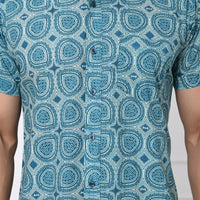 Cerulean Circles Half Sleeves Shirt