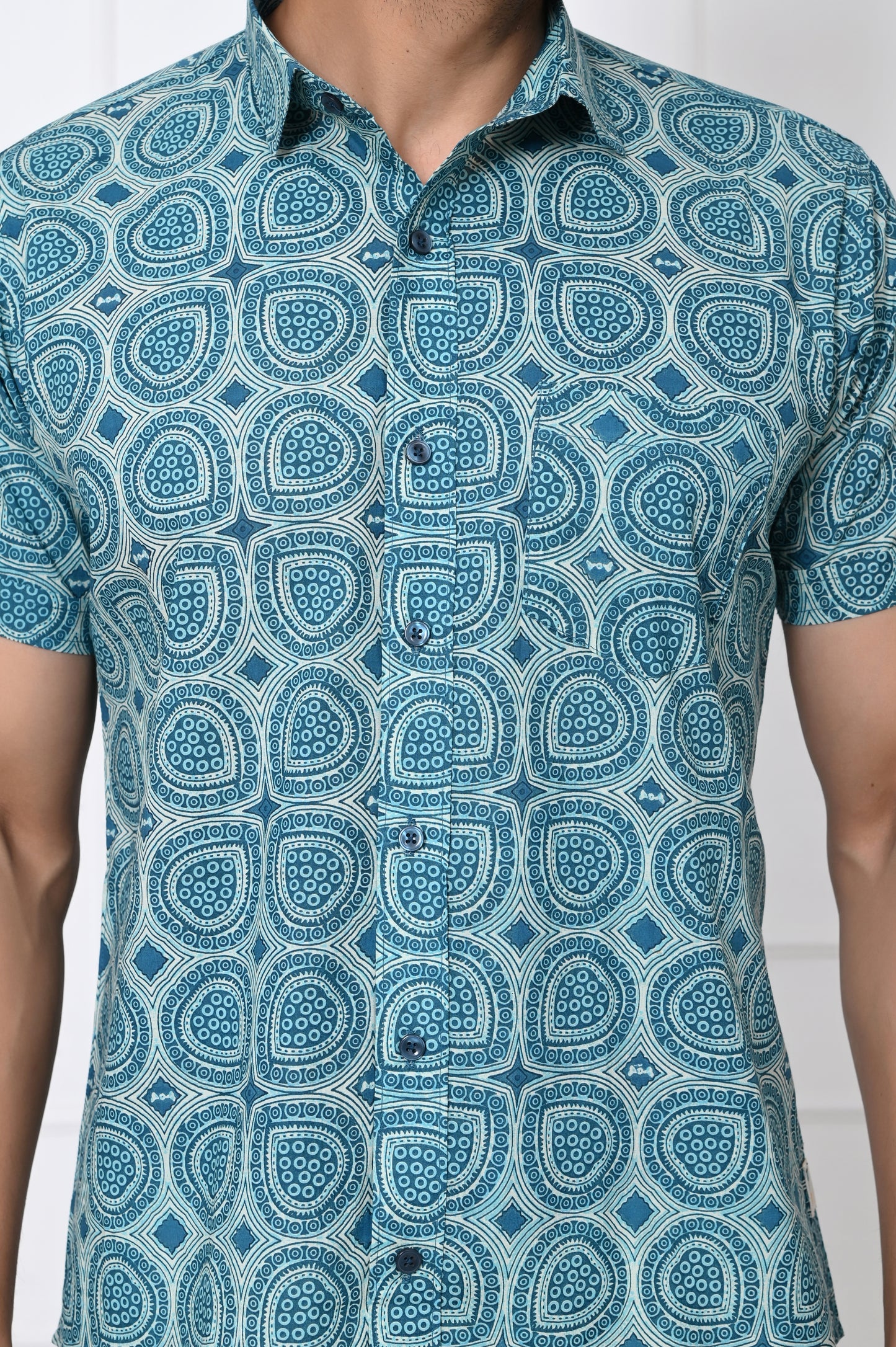 Cerulean Circles Half Sleeves Shirt