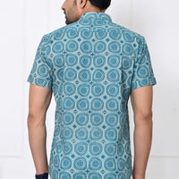 Cerulean Circles Half Sleeves Shirt