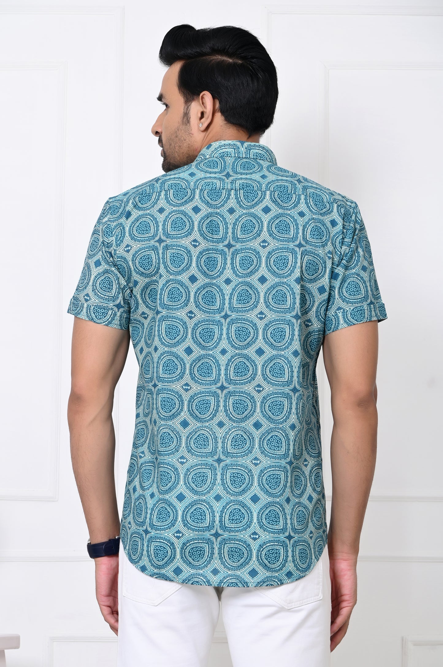 Cerulean Circles Half Sleeves Shirt