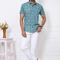 Cerulean Circles Half Sleeves Shirt