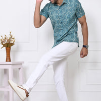 Cerulean Circles Half Sleeves Shirt