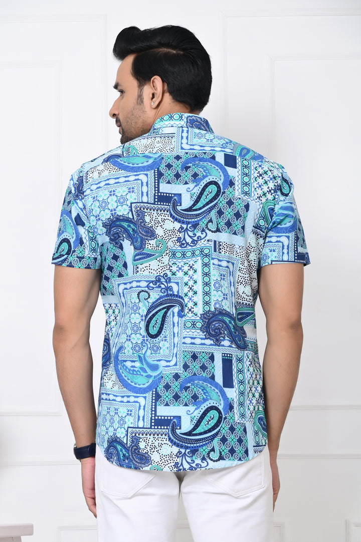 Sea Breeze Pattern Half Sleeves Shirt