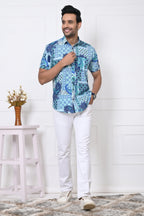 Sea Breeze Pattern Half Sleeves Shirt