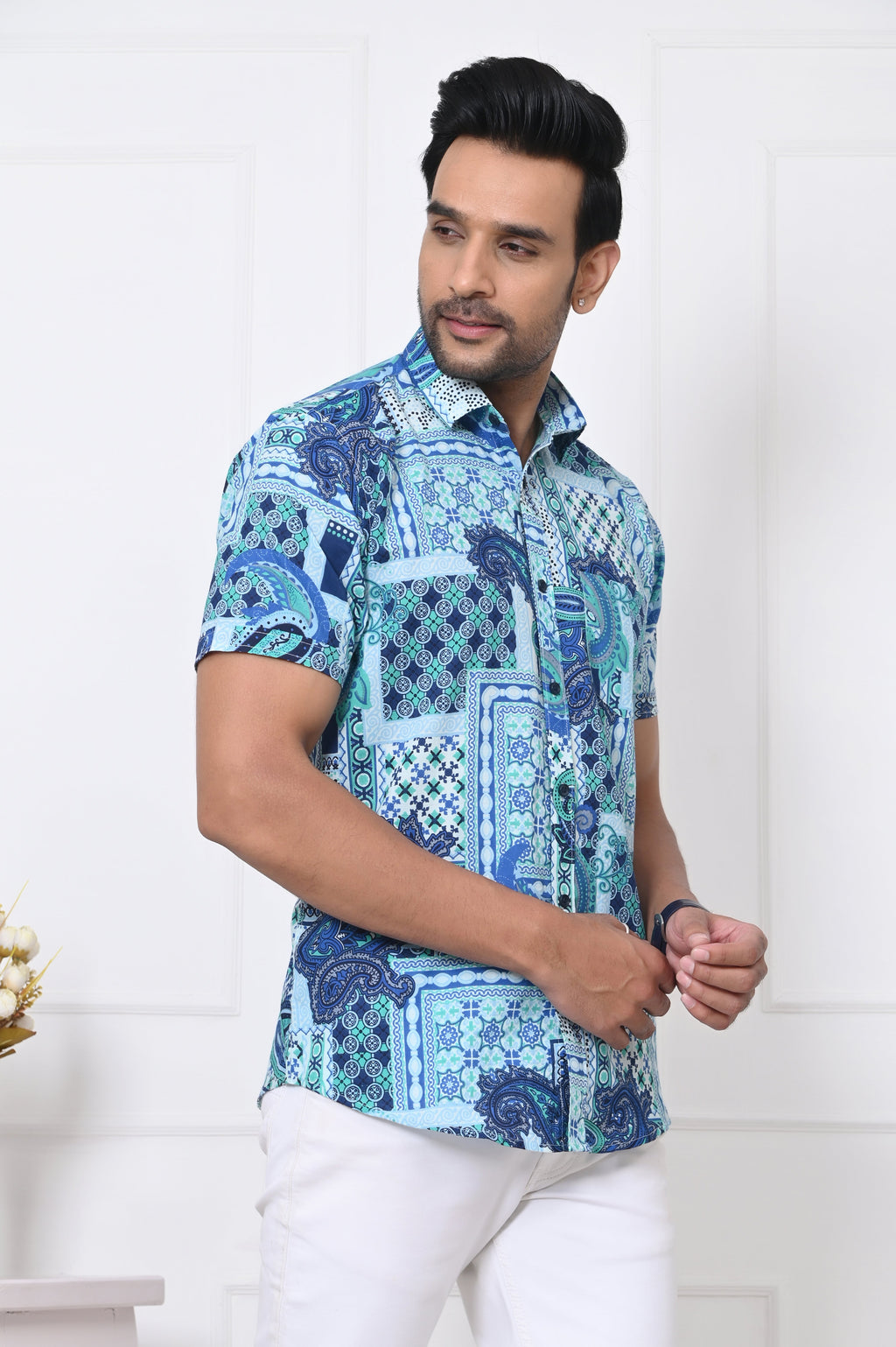 Sea Breeze Pattern Half Sleeves Shirt