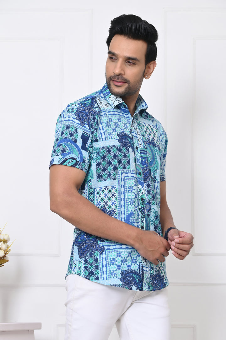 Sea Breeze Pattern Half Sleeves Shirt