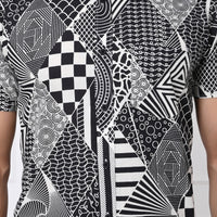 Black and white Abstract Patchwork Half Sleeves Shirt