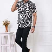 Black Monochrome Medley Half Sleeves Shirt