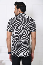 Black Monochrome Medley Half Sleeves Shirt