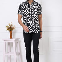 Black Monochrome Medley Half Sleeves Shirt