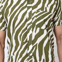 Green Savanna Stripes Half Sleeves Shirt