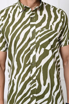 Green Savanna Stripes Half Sleeves Shirt