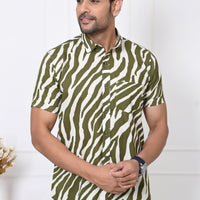 Green Savanna Stripes Half Sleeves Shirt