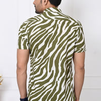 Green Savanna Stripes Half Sleeves Shirt