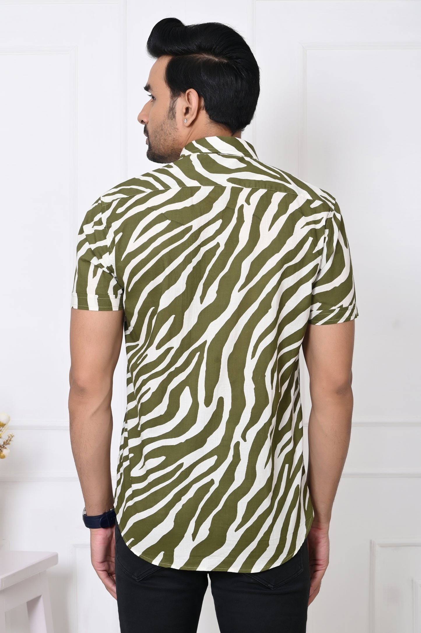 Green Savanna Stripes Half Sleeves Shirt