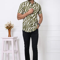 Green Savanna Stripes Half Sleeves Shirt