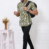 Green Savanna Stripes Half Sleeves Shirt