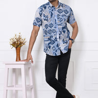 Indigo Kaleidoscope Half Sleeves Shirt