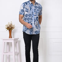 Indigo Kaleidoscope Half Sleeves Shirt