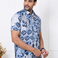 Indigo Kaleidoscope Half Sleeves Shirt