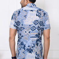 Indigo Kaleidoscope Half Sleeves Shirt