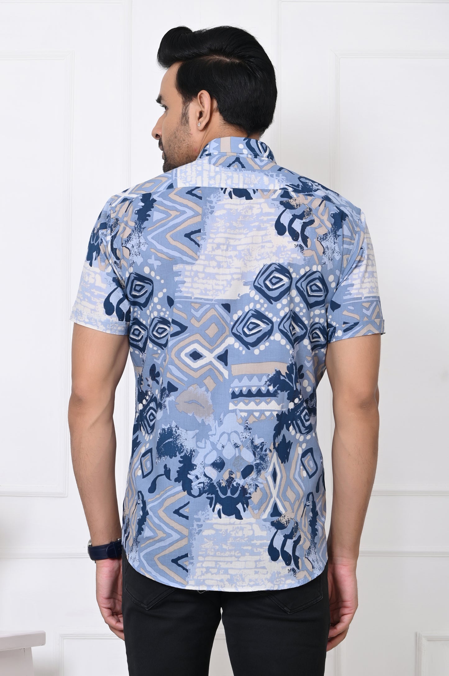 Indigo Kaleidoscope Half Sleeves Shirt