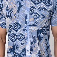 Indigo Kaleidoscope Half Sleeves Shirt