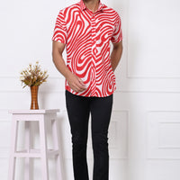 Red Swirl Delight Half Sleeves Shirt