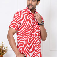 Red Swirl Delight Half Sleeves Shirt