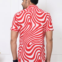 Red Swirl Delight Half Sleeves Shirt