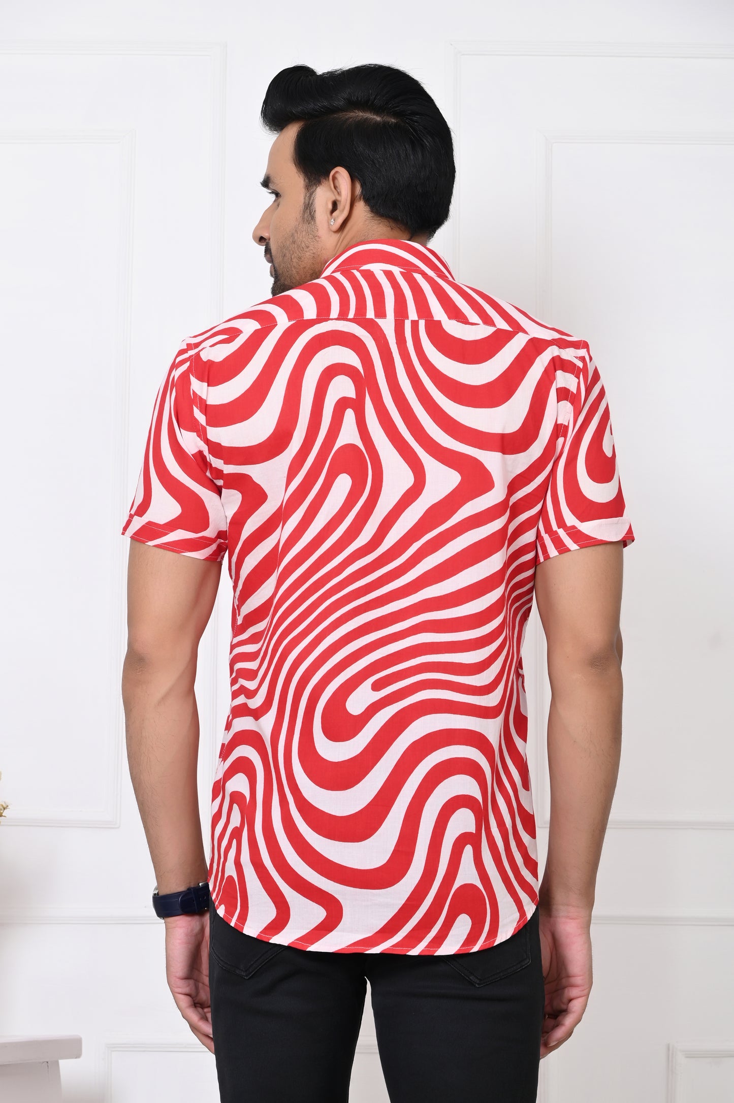 Red Swirl Delight Half Sleeves Shirt