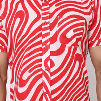 Red Swirl Delight Half Sleeves Shirt